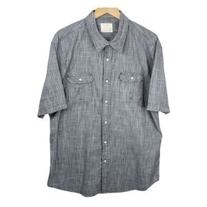 PD&C Mens XL Blue Shirt Short Sleeve Button Up Soft Chambray Pockets
